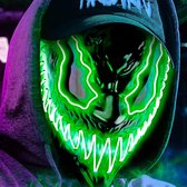 Masque LED CUQOO Venobat Masque lumineux effrayant pour Halloween – Costume de masque Glow effrayant pour hommes, femmes et enfants avec 3 modes d'éclairage cool – Masque néon pour cosplay pour les yeux sombres et maléfiques