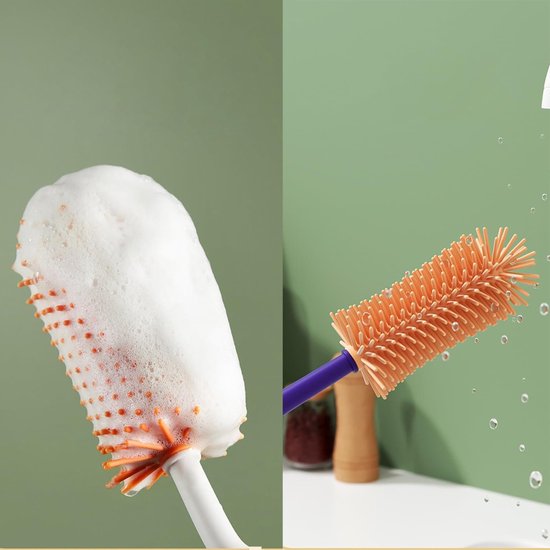 Flessenborstel - Babyflessen reinigingsborstel - 3-in-1 borstel van siliconen en kunststof - Soft Brush - Zuigborstel - Rietjesreiniger - Opberghouder - Elk flesvorm van Cangaroo — afbeelding 2