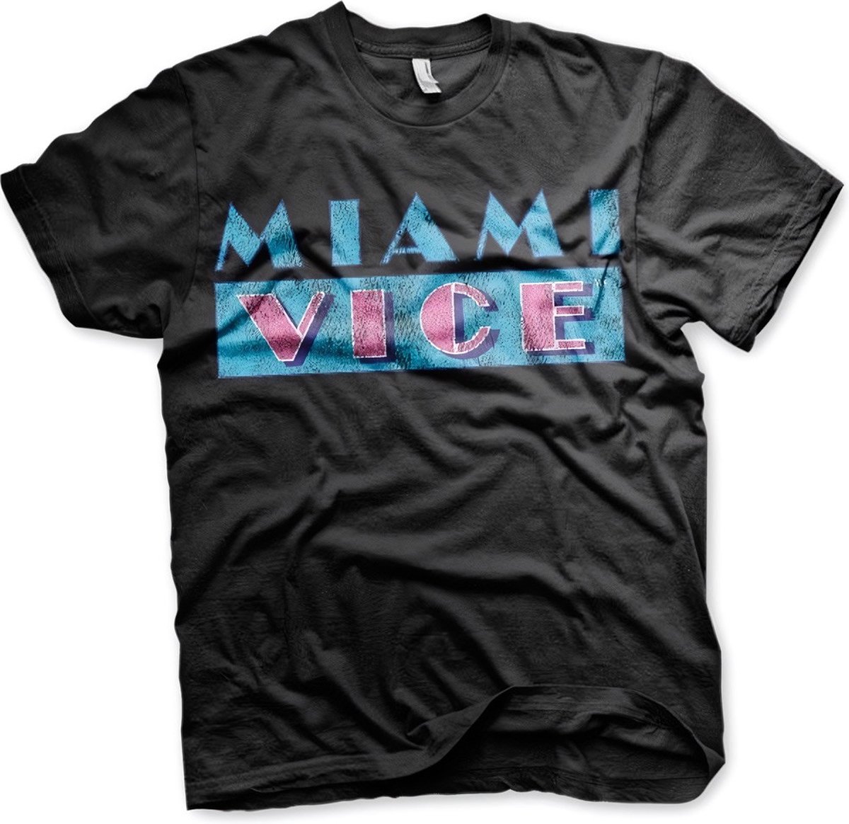 Miami Vice Distressed Logo T-Shirt Black-S