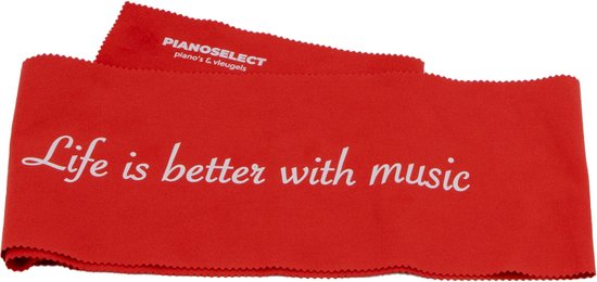 Foto: Pianoloper life is better with music rood stofbeschermer pianotoetsen piano select