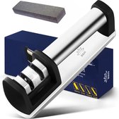 Premium Messenslijper met wetsteen 7 cm - Scharenslijper - Doortrekslijper - Knife sharpener whetstone