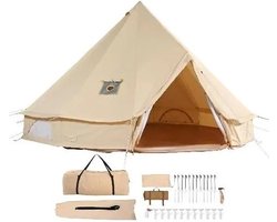 Tent - Kamperen - Kampeertent - Kamperen & Outdoor - 6 Personen - 4m Diameter - Met Kachel Jack - Beige