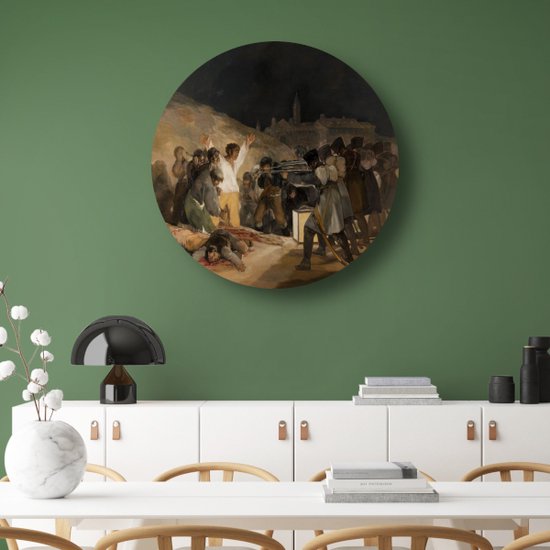 De Derde mei 1808 - Francisco Goya wanddecoratie rond - Executie schilderij rond - Wandschalen Oude meesters - Woonkamer decoratie industrieel - Wandschaal - Muurkunst muurcirkel forex 100x100 cm