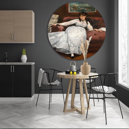 Repos - Édouard Manet tableau rond - Femme cercle mural - Cercles muraux Portrait - Peinture Vintage - Forex - Décoration murale chambre cercle mural forex 80x80 cm