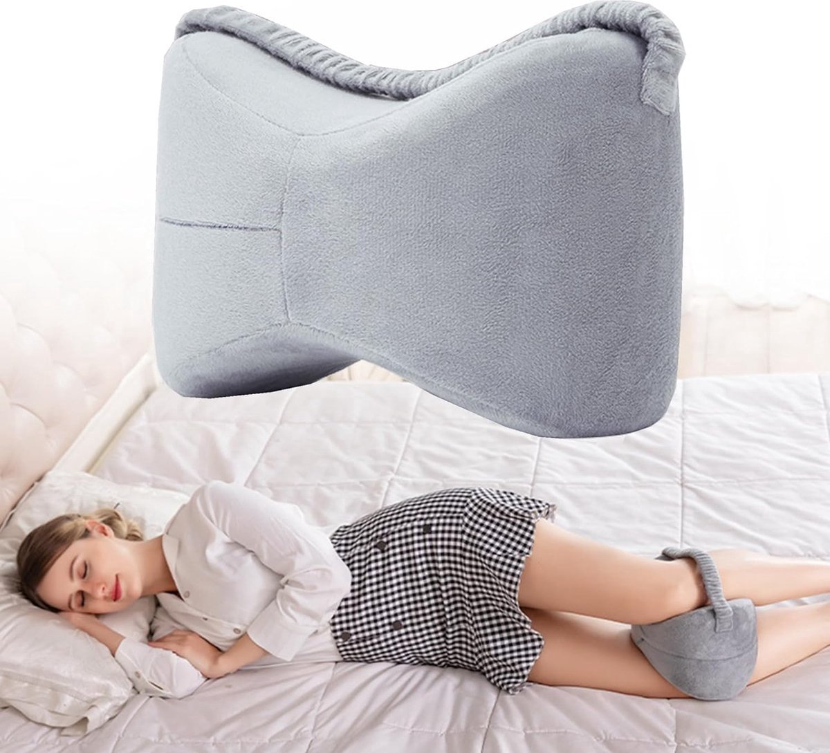 Goedkoopste Kniekussen voor in Bed - Optimaliseert Slaaphouding - Ergonomisch Ontwerp - Vermindert Druk en Spanning - Geschikt voor Zijslapers - Ademend en Comfortabel - Ondersteuning voor Onderbeen - Pijnverlichting