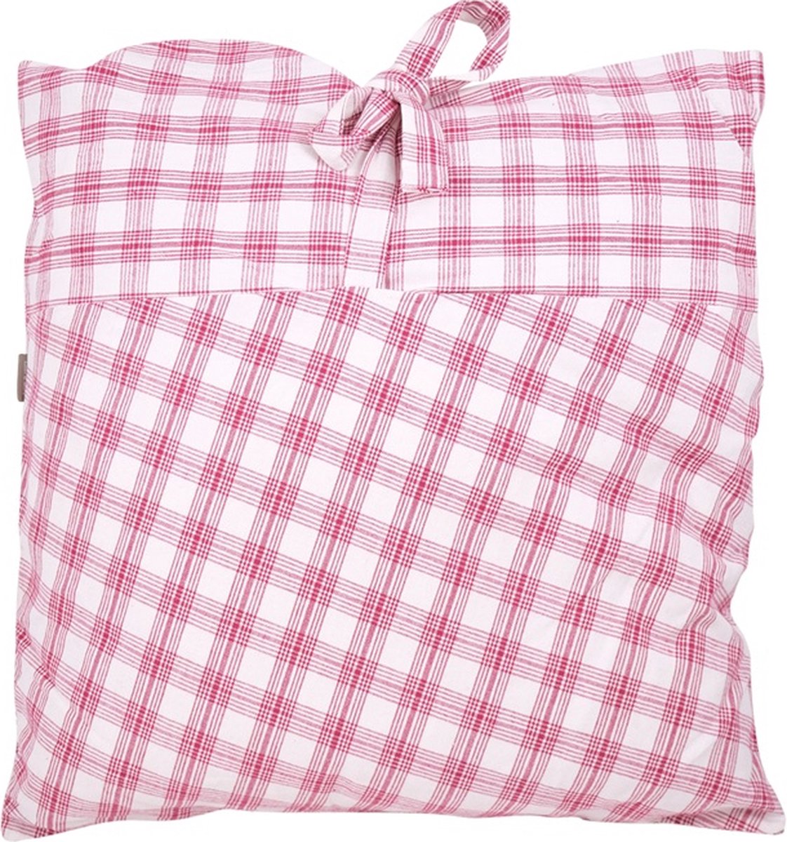 Kussen Summer Check With Ties And Topf Rood | 50 X 50 | Sierkussen Voor Woonkamer Of Slaapkamer