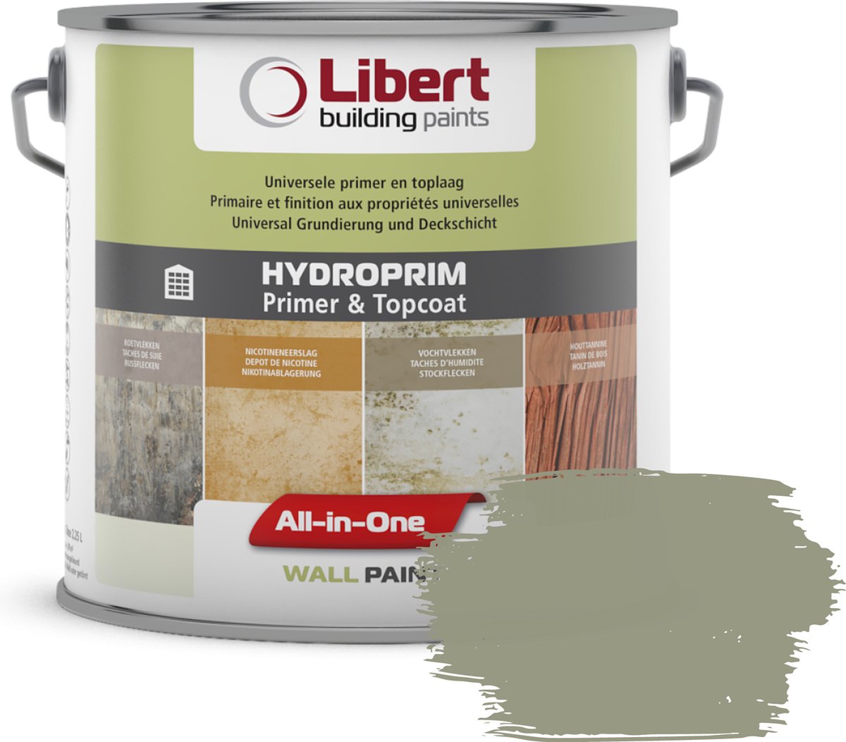 Libert Hydroprim – Isolerende Primer & Afwerkingslaag – 2-in-1 – Binnenmuurverf – Lago Verde PE052 – 10L