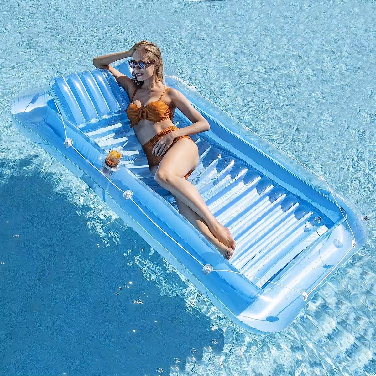 Charmofun Opblaasbaar luchtmatras, zwembad, opblaasbaar zwembad, met bekerhouder, opblaasbare ligstoel, opblaasbare zwembad, zonnen, waterhangmat, voor volwassenen en kinderen, roze Charmofun Opblaasbaar luchtmatras, zwembad, opblaasbaar zwembad, met bekerhouder, opblaasbare ligstoel, opblaasbare zwembad, zonnen, waterhangmat, voor volwassenen en kinderen, roze