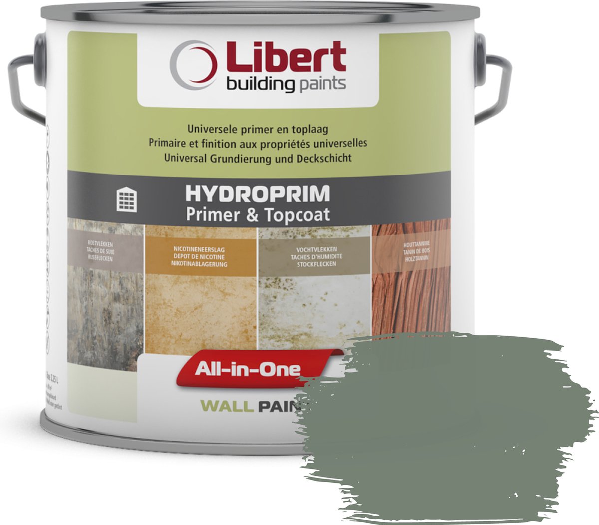 Libert Hydroprim – Isolerende Primer & Afwerkingslaag – 2-in-1 – Binnenmuurverf – Cricket PE053 – 10L