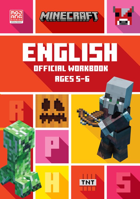 Minecraft English Official Workbook Ages 5-6 met Creeper en Pillager