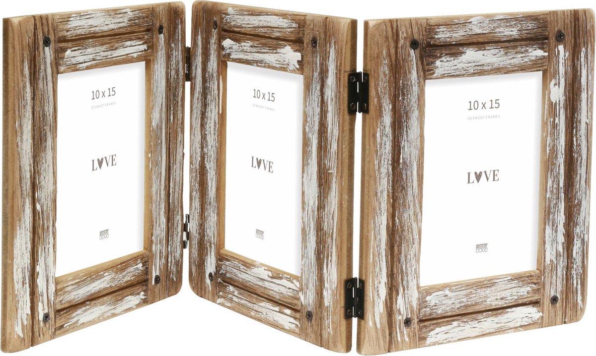 Deknudt Frames fotolijst S67UD1 H3V - driftwood - drieluik - 3x 10x15 bruin