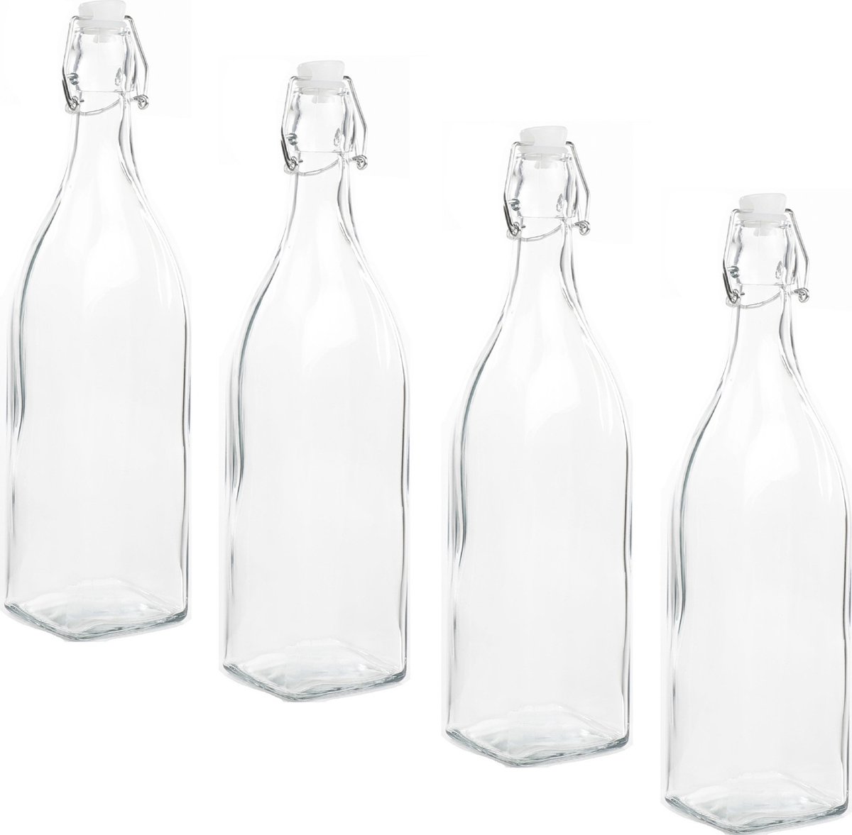HI Decoratie fles - 10x - 1 liter - met beugeldop - 8 x 32 cm - glas - cadeau fles
