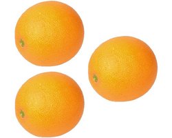 Kunst sinaasappel - 3x - 8 cm - verzwaard - nepfruit - realistische decoratie - Fruitschaal - namaak fruit