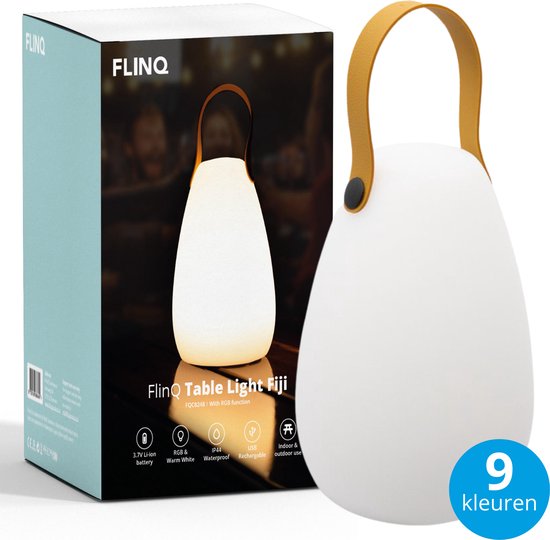 Foto: Flinq fiji tafellamp oplaadbare tafellamp voor binnen en buiten draadloze tafellamp rgb lamp en warm wit licht ip44 wit