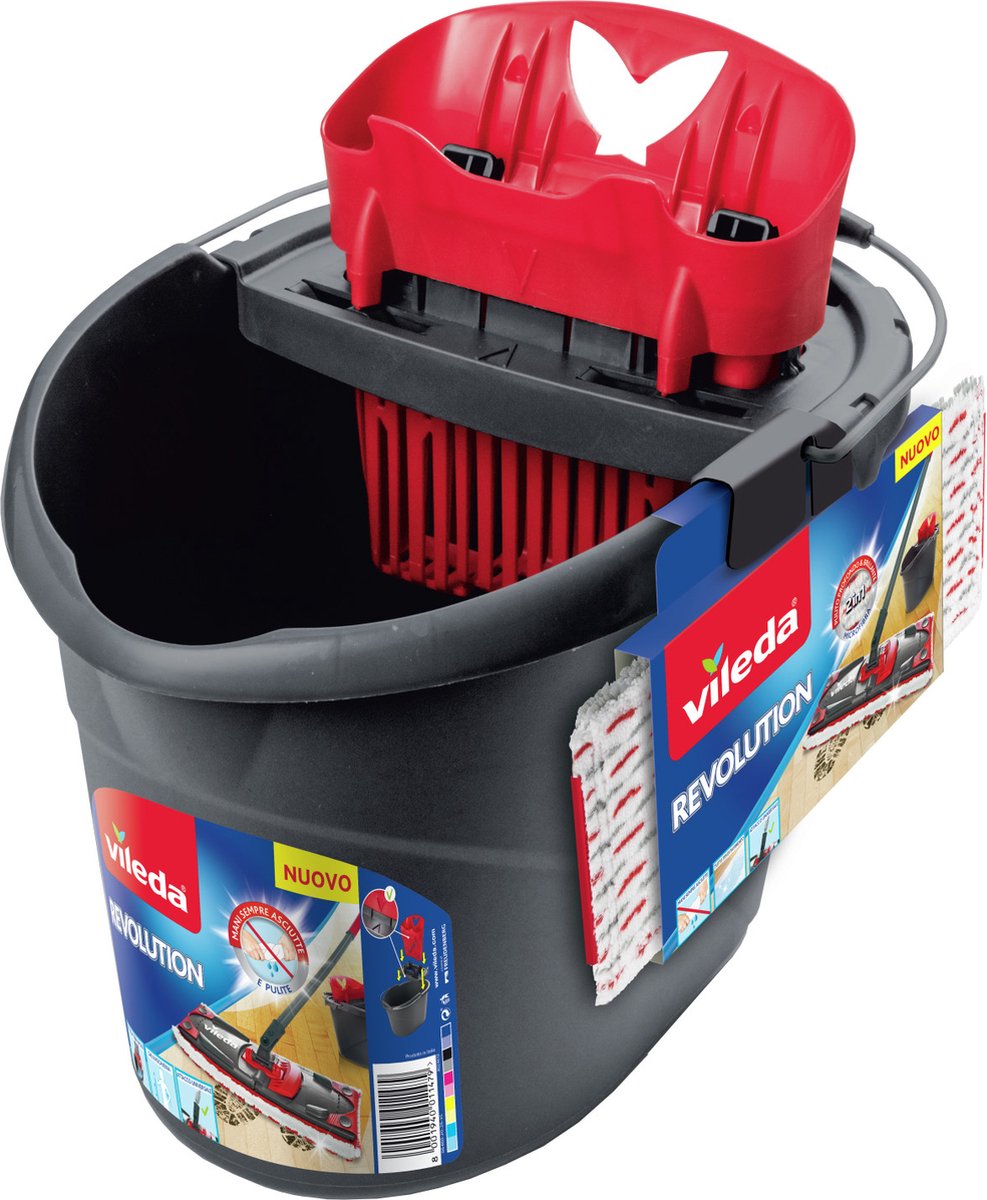 Goedkoopste Vileda SuperMocio Revolution Sistema dweilsysteem & -emmer Enkel reservoir Zwart, Rood, Wit