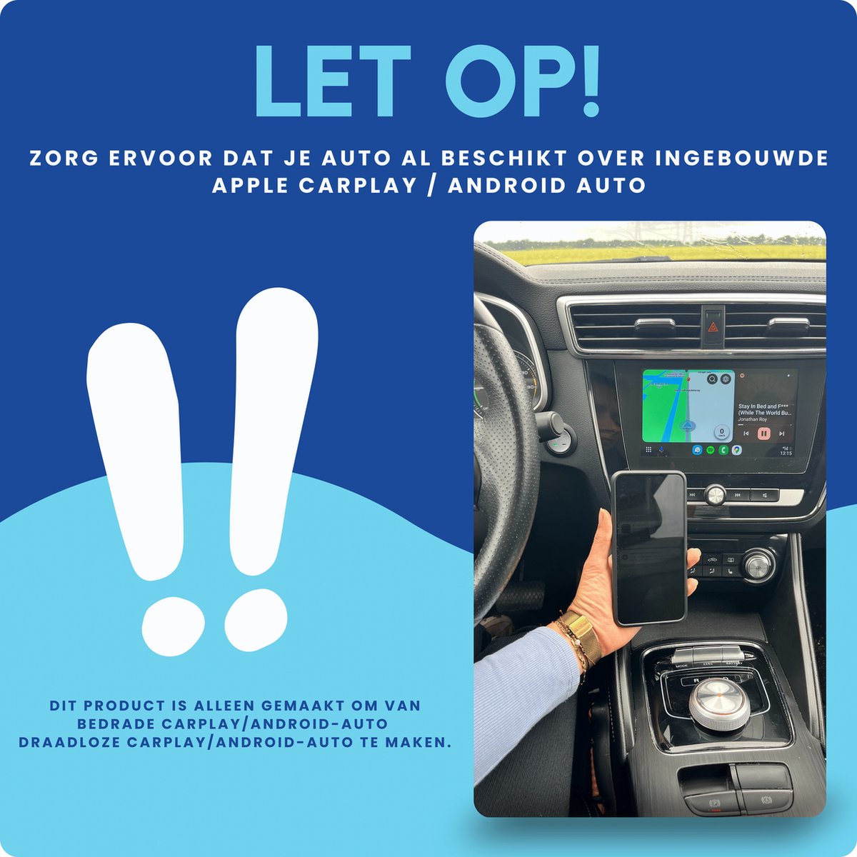 Carme Premum 2-n-1 Car Dongle - CarPlay Dongle - Androd Auto Dongle 2024 Nieuwste Model Draadloos Carplay Android Auto Zwart