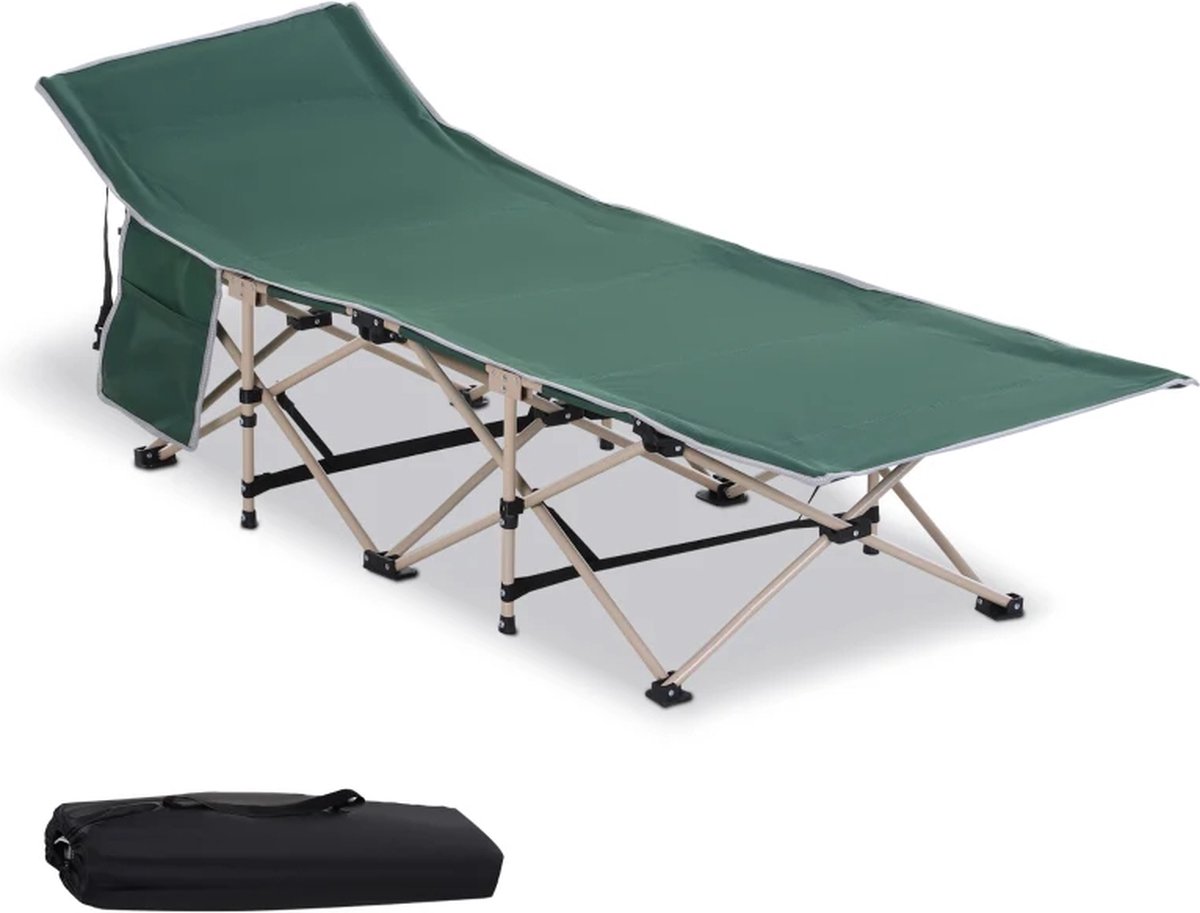 Veldbed - Kampeerbed - Vouwbed - Ligbed - Stretcher- Campingbedje - Opvouwbaar - 1 Persoons - Groen