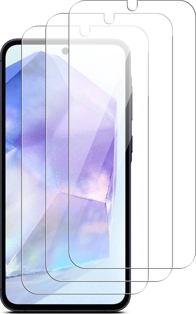 Mobigear Screenprotector geschikt voor Samsung Galaxy A55 | Mobigear Screenprotector Folie - Case Friendly (3-Pack)