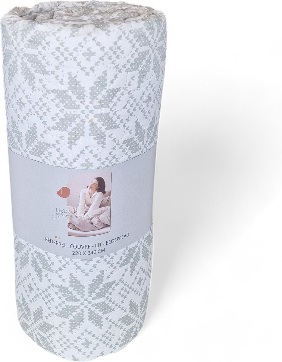 Bedsprei - Zomerdeken - Deken - Boutis - 240 x 220 cm - 2 personen - Gematlasseerd- Flake