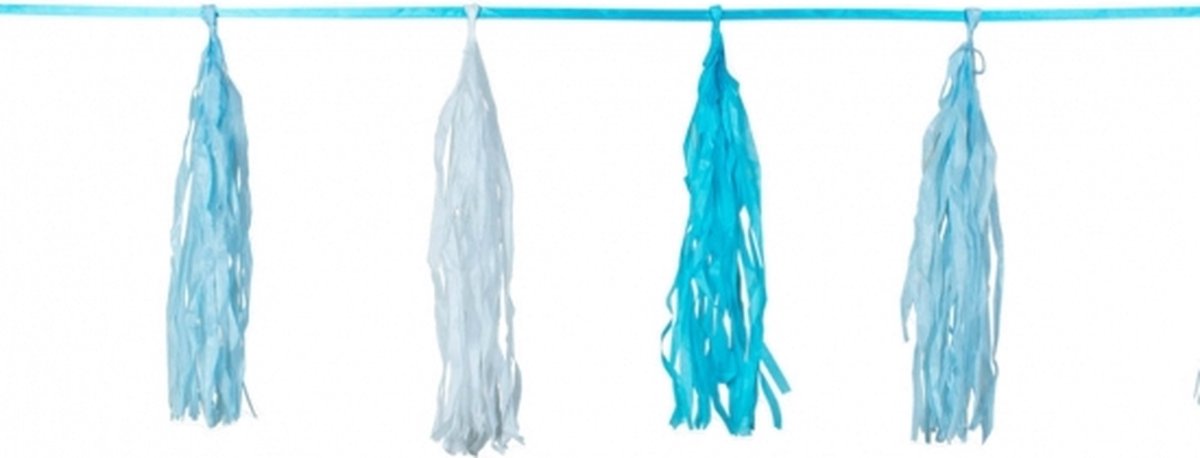 2x Kwast tassel slingers blauw van 3 meter