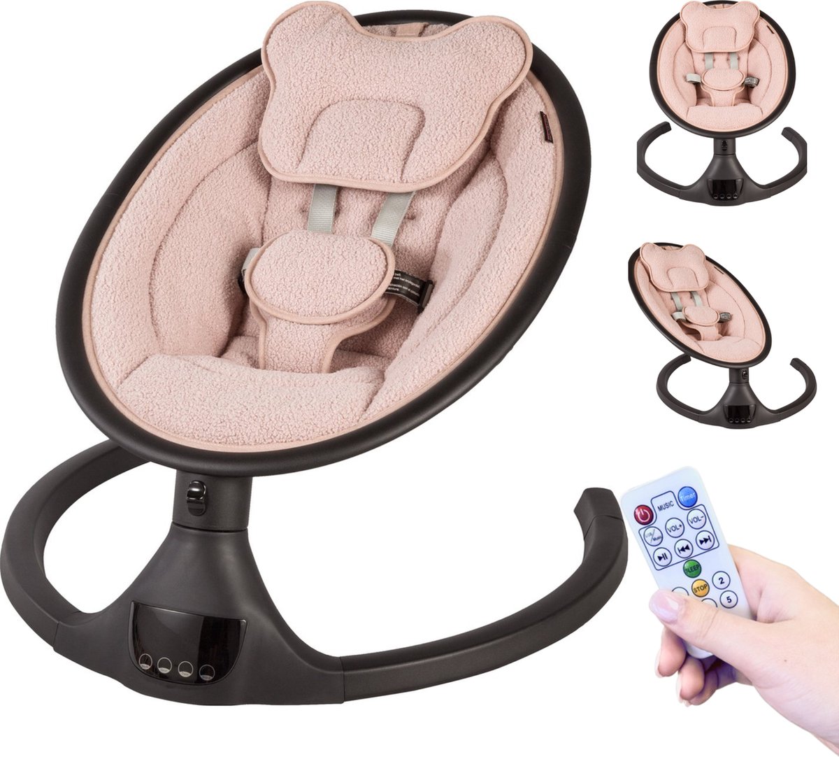 Goedkoopste X Adventure Wipstoel Elektrisch Rocco / Schommelstoel Met Bluetoothfunctie & Afstandsbediening- Teddy Oud Roze