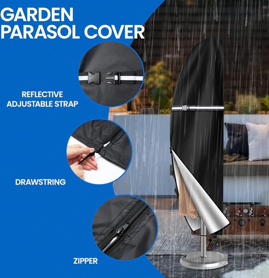 Housse de protection pour parasol, 9210D Oxford, housse de protection pour parasol flottant, résistante aux intempéries, aux UV, à la neige, adaptée aux parasols