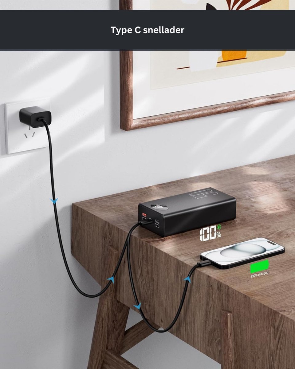 Powerbank 50000mAh - Snelle Draagbare Oplader met LED-display