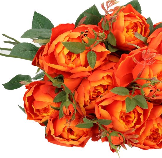 Top Art Rose artificielle Ariana - 3x - orange - 73 cm - tige en plastique - fleurs de décoration