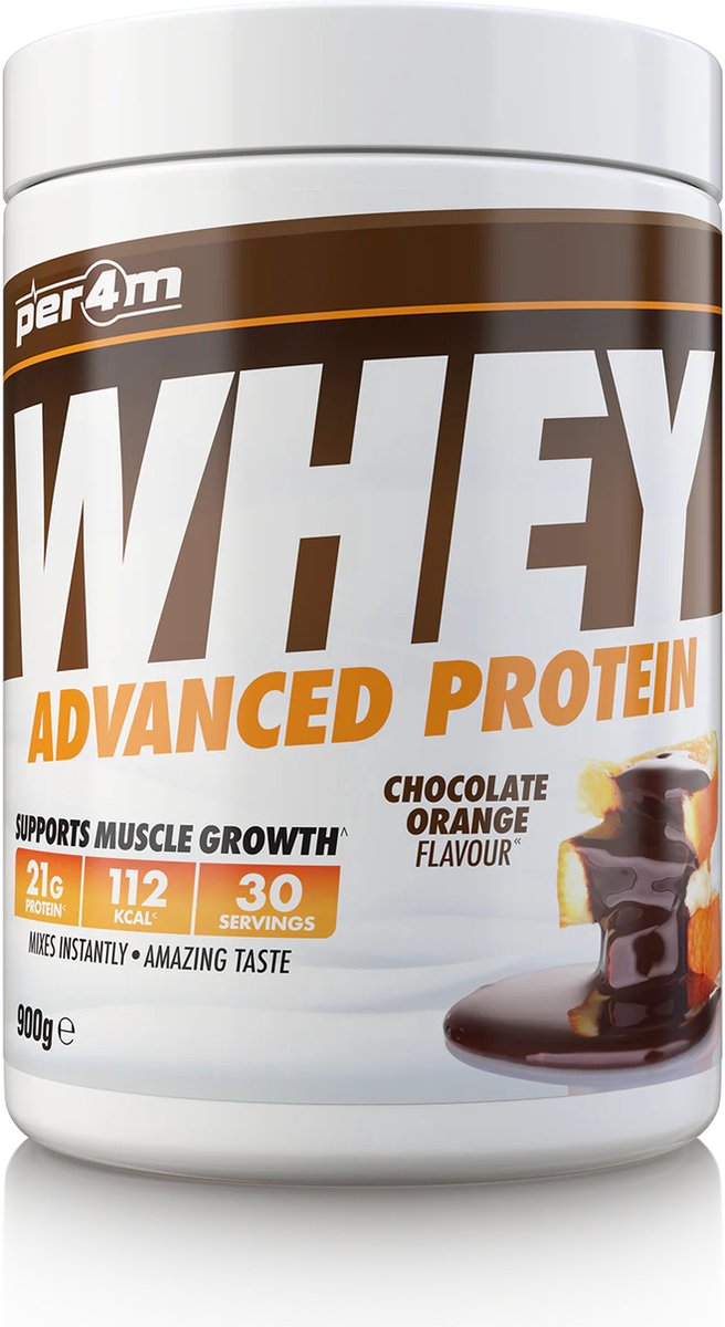 Per4m - Advanced Whey Protein - Chocolate Orange - Proteine poeder - Eiwit shake - Eiwitpoeder - 900g - Whey Protein - Eiwitshakes - Whey Proteine - Protein - Proteine - Proteine Shake - Shake - Fitness - Krachttraining - Gym