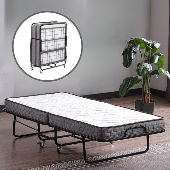 AirSleeperz® Luxe opklapbed Merel - 1 persoons - vouwbed 80x200 cm – Incl. Traagschuim Matras – Heavy Duty 150 kg