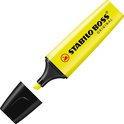 Gele Stabilo Boss Original markeerstift met zwarte dop, met de dop eraf.