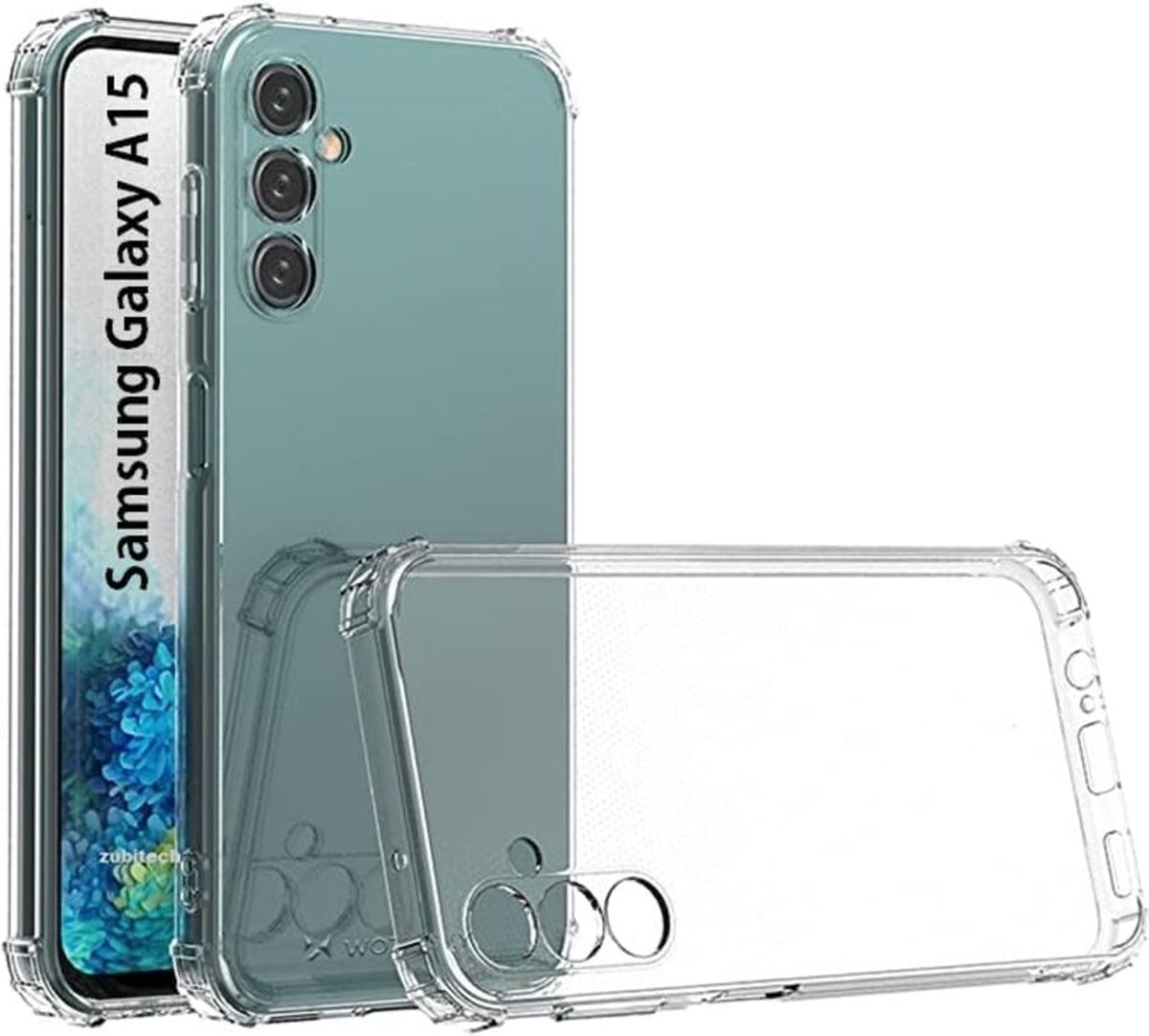 Hoesje geschikt voor Samsung A15 Hoes siliconen shockproof backcover - transparant