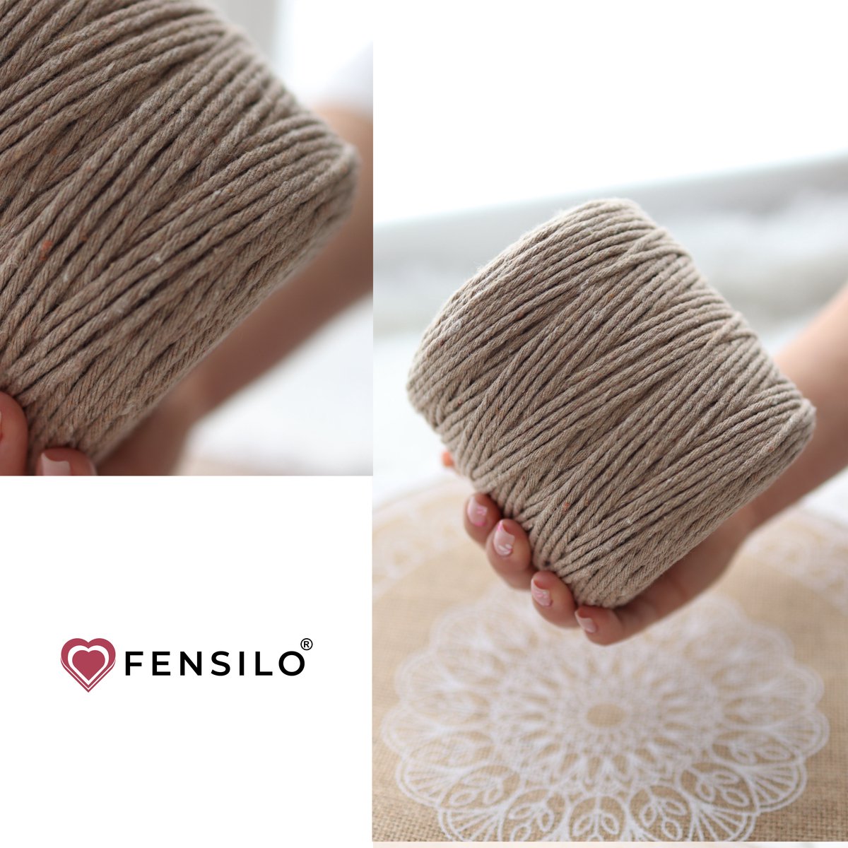 3mm x 200m Beige macramé katoenen koord Macrame Touw|kleuren om mee te knutselen|Garen voor Wandkleed en Plantenhanger Zelf Maken|Dromenvanger||engel van macramé — afbeelding 5