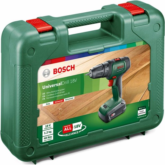 Set met boor en accessoires BOSCH Universaldrill 18 Power 4All 18 V 40 Nm