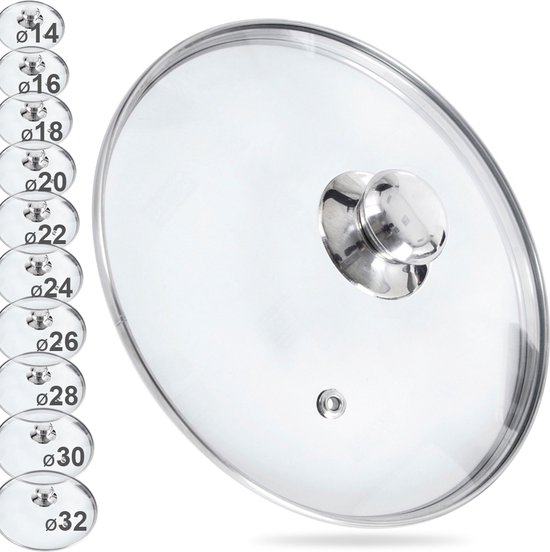 GRÄWE Potdeksel pannendeksel 28 cm volledig glazen deksel met comfort-knop