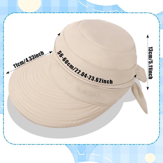 MAKFORT Zonnehoed voor dames, zonnehoed, strandhoed, zomerhoed, brede rand, zonnemuts, vrouwen, opvouwbare hoed, outdoor, stoffen hoed, Kaki, 55/60 cm