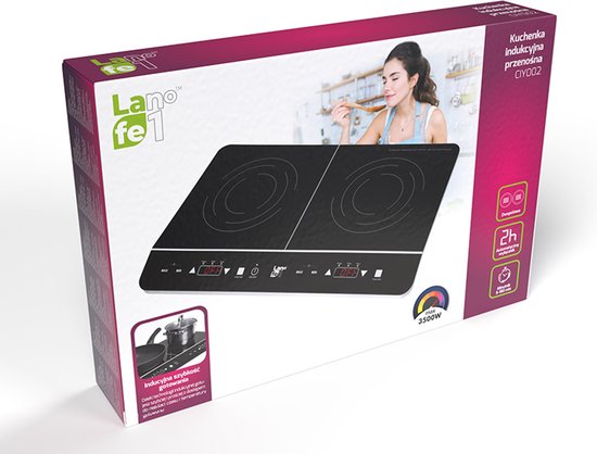 Lafe - Elektrische Kookplaat - Inductiekookplaat - Campingkooktoestel - Elektrisch - Draagbaar - 3500W - dubbel - CIY 002 - Zwart — afbeelding 5