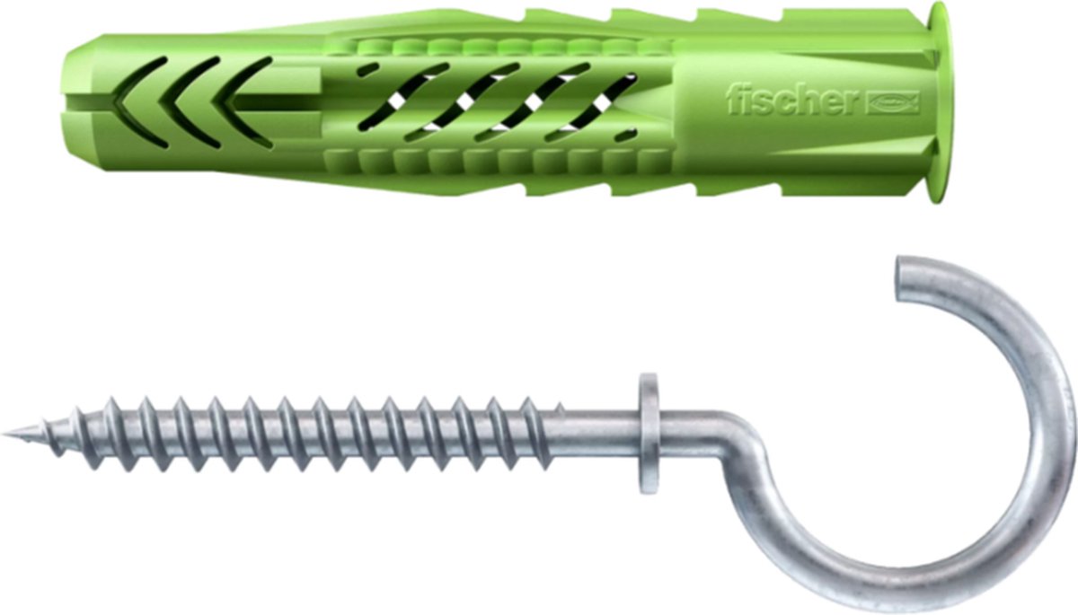 Fischer plug UX Green met ronde haak Ø 6x35 - Max 7 kg - 4 stuks