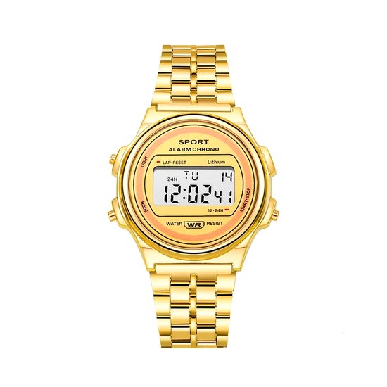 Digitaal Rond Horloge in Goudkleur