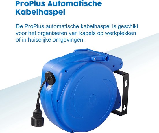 UISEBRT Kabelhaspel automatisch 20 m - kabelhaspel oprolmechanisme 180° draaibare wandhouder, met elektrische kabel (kabelhaspel