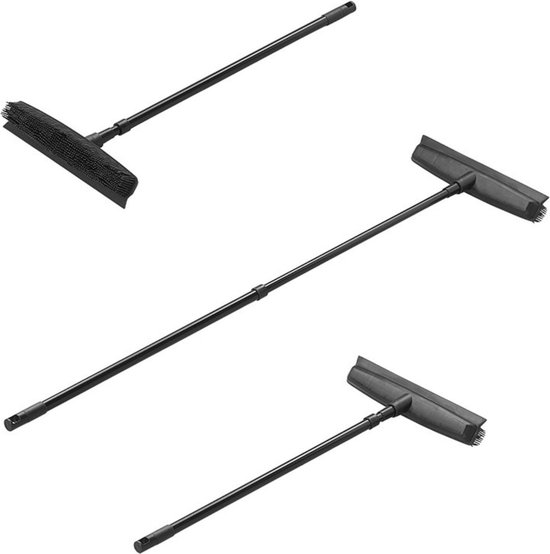 ProPlus Rubberen Bezem met Telescopische Steel - 68 t/m 120 cm - Siliconen - Verstelbare Veger met Steel - Lichtgewicht - Voor Binnen en Buiten - Stalbezem - Grijs van ProPlus — afbeelding 3