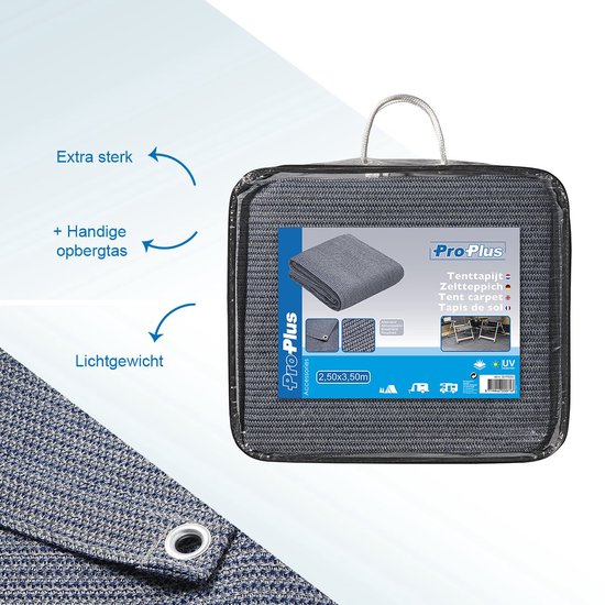 ProPlus Tenttapijt - 250 x 350cm - Tenttapijt Caravan - Gronddoek Tent - Voortenttapijt - Kampeertapijt - Geluiddempend - Aanpasbaar Formaat - Water- en Vuil Doorlatend - makkelij te Reinigen - Sterk materiaal - UV-Bestendigd - Blauw/wit van ProPlus — afbeelding 2
