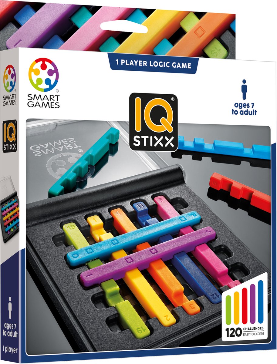 SmartGames - IQ Stixx - 120 opdrachten - puzzelspel voor kinderen en volwassenen