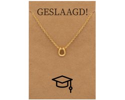 Cadeau Ketting: Geslaagd! - Hoefijzer voor Geluk Sieraad - Goudkleurig - Gefeliciteerd - Pax Amare