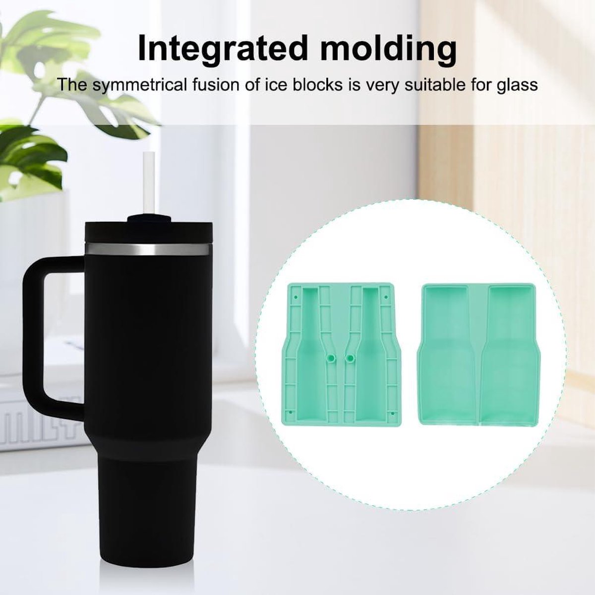 Stanley Cup ijsblokjesvorm, siliconen herbruikbare ijsblokjesvorm voor beker met deksel, 30/40 oz Stanley Accessoires ijs voor vriezer dranken koffie (groen