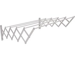 Wanddroogrek Uittrekbaar Aluminium Droogrek 80cm - Roestvrij en Corrosiebestendig - Eenvoudige Wandmontage - Inklapbaar Ruimtebesparend - Binnen en Buiten Gebruik - Zilver - Metaal Wanddroogrek