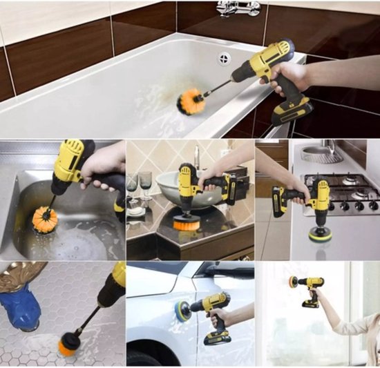 Jeu de 22 brosses pour perceuse | Brosse à récurer | 6 tailles de brosses Drill | Brosses de nettoyage pour intérieur et extérieur | 50 mm / 100 mm / 120 mm / 89 mm