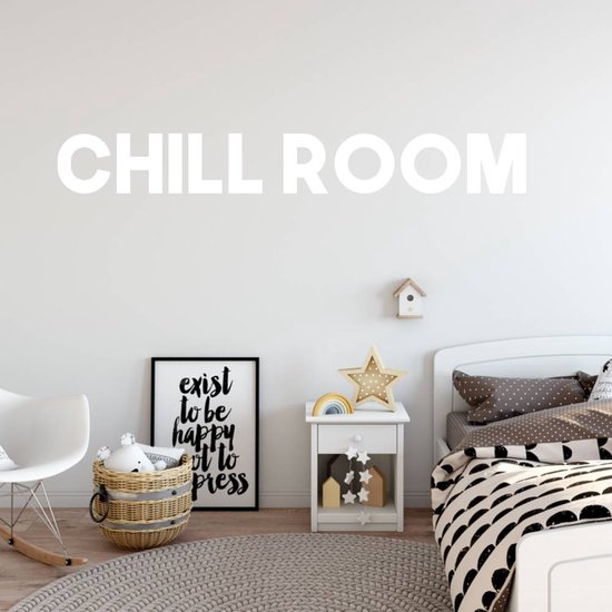 Sticker Muursticker Chill Room - Bleu clair - 80 x 10 cm - Salon Textes anglais - Sticker mural