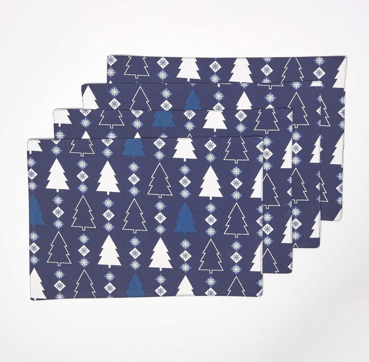 Homescapes Kerstplacemat Winterland, blauw, set van 4