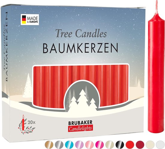 BRUBAKER 100 Stuks - Boomkaarsen - Rood - Kerstkaarsen - Piramidekaarsen - Kerstboomkaarsen - 95/12.5 mm – Kaarsen - Kaarsjes